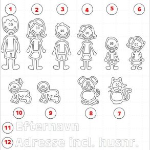 Postkasse valgfri figur / Tekst sort folie