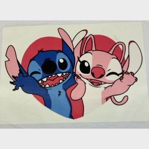 Tryk(DTF) til lys & mrkt tj - Lilo & Stitch