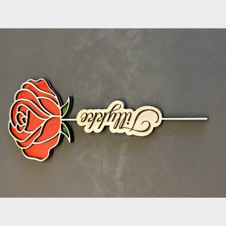 Rose m/ teksten �Tillykke� - R�d
