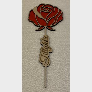Rose m/ teksten �Tillykke� - R�d