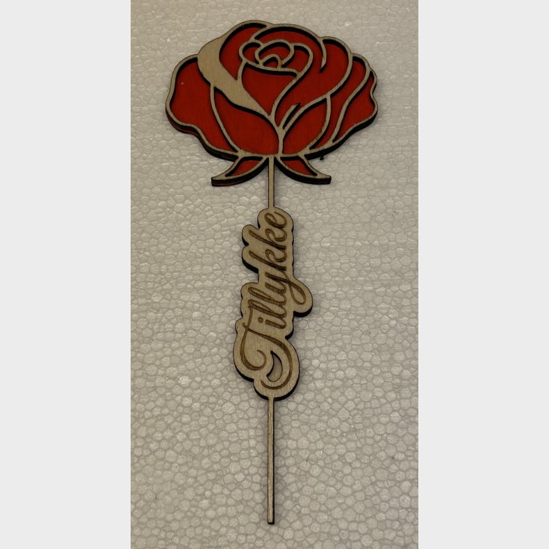 Rose m/ teksten �Tillykke� - R�d